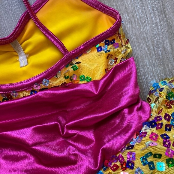 Weissman Dance Costume Sz MC Child’s M Sequin Tiered Dress Leotard Recital Tutu - Picture 7 of 7